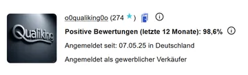 QualiKing eBay Bewertung 98,6% positiv